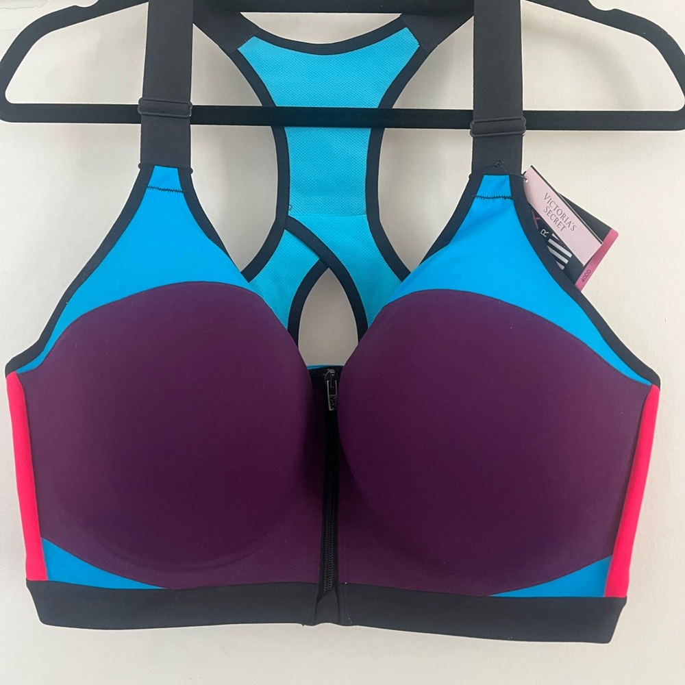 Victoria's Secret Colorblock Sports Bra in Purple and Blue